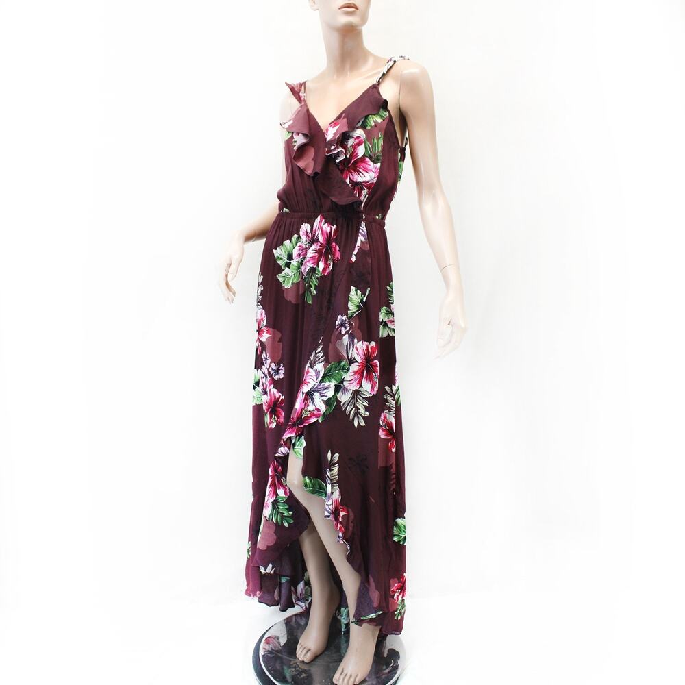 Express vintage Y2K 90's floral print assymetrical midi strap dress Medium